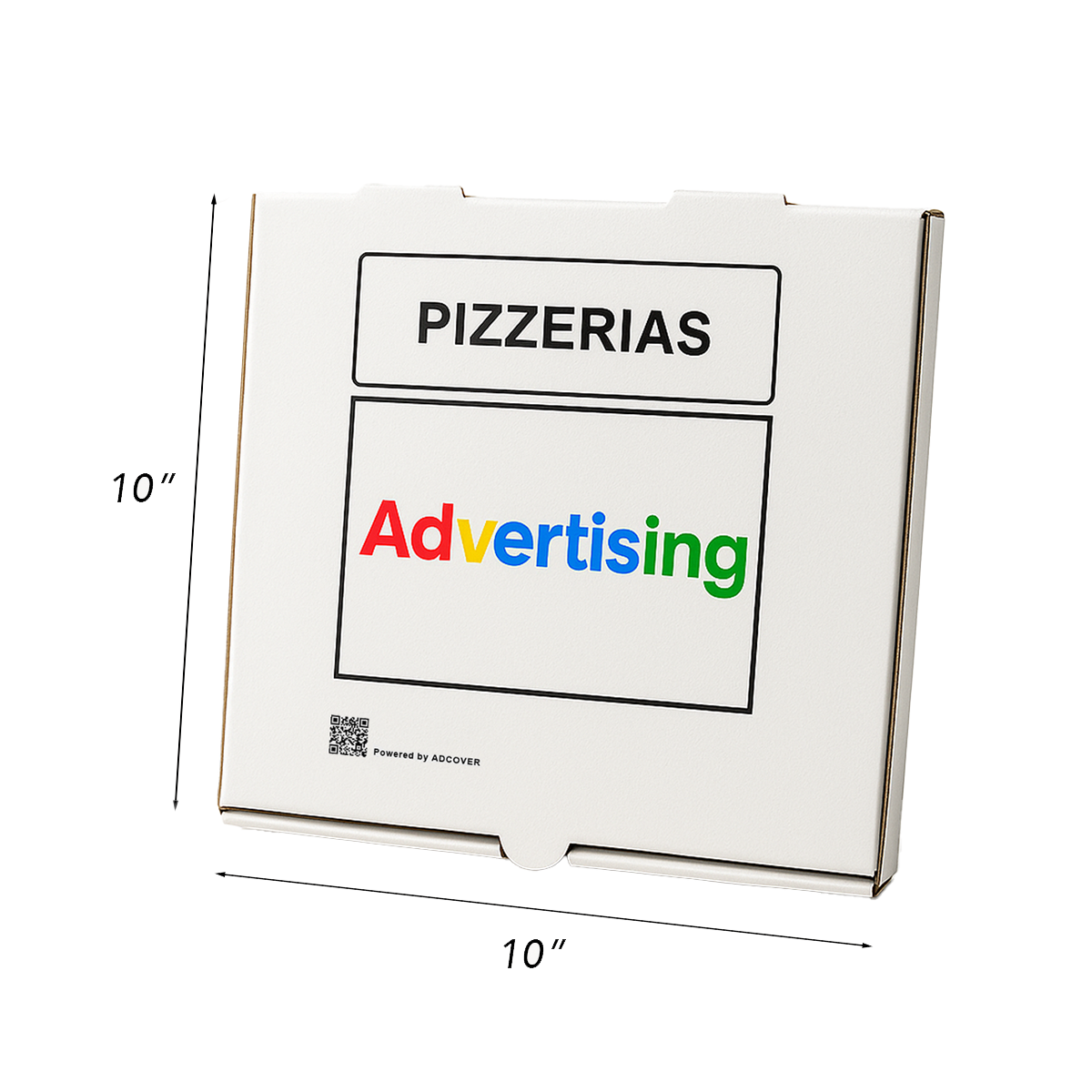 10" x 10" x 2" Co-Branded White Pizza Boxes for Advertisers – Bulk Pack of 250 | AdCover, Printed in Canada